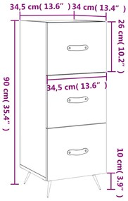 Ντουλάπι Sonoma Δρυς 34,5x34x90 εκ. από Επεξεργασμένο Ξύλο - Καφέ