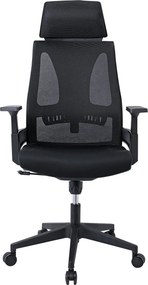 BF8750 Πολυθρόνα Γραφείου Διευθυντή, Mesh Μαύρο, Ύφασμα Μαύρο   1τμχ