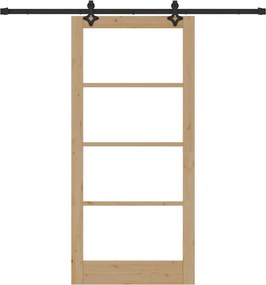 vidaXL Συρόμενη Πόρτα ORKDAL Φυσικό και Μαύρο 93 x 202 cm