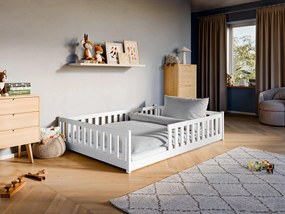Kρεβάτι Montessori Bella με κάθετα Κάγκελα  από μασίφ ξύλο White  140×200cm