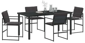vidaXL Σέτ φαγητού για κήπο 5 pcs Μαύρο 160 x 80 x 73 εκ