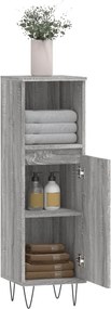 vidaXL Ντουλάπι Μπάνιου Γκρι Sonoma 30x30x100 εκ. Επεξεργασμένο Ξύλο