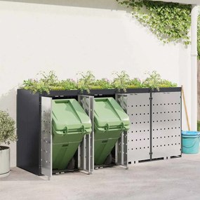 vidaXL Αποθήκη τροχήλατου κάδου για 3 κάδους Ατσάλι Ανθρακί