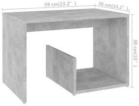 Τραπεζάκι Βοηθητικό Γκρι Σκυροδέματος 59x36x38 εκ. Επεξ. Ξύλο - Γκρι