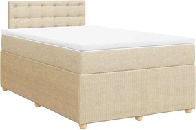 vidaXL Κρεβάτι Boxspring με Στρώμα Κρεμ 120x190 εκ. Υφασμάτινο