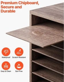 VEVOR Wooden Literature Organizer 27 Compartments Removable Shelves Black-Grey