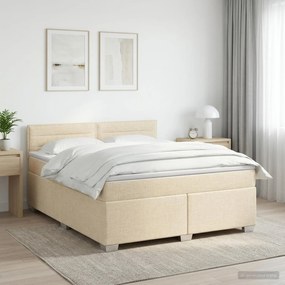vidaXL Κρεβάτι box spring με στρώμα Κρεμ 180 x 200 cm Ύφασμα