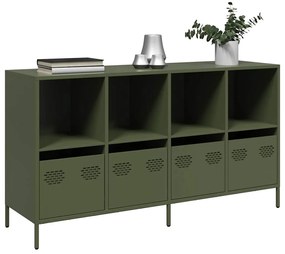 vidaXL Sideboard Ελαιοπράσινο 135x39x73,5 cm Ατσάλι ψυχρής έλασης