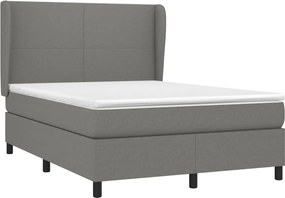 vidaXL Κρεβάτι Boxspring με Στρώμα Σκούρο Γκρι 140x190 εκ. Υφασμάτινο
