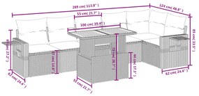 vidaXL Καναπές Σετ 7 Τεμαχίων Μαύρο Συνθετικό Ρατάν με Μαξιλάρια