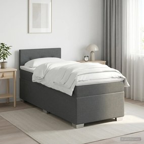 vidaXL Κρεβάτι box spring με στρώμα Σκούρο Γκρι 90 x 190εκ. Ύφασμα