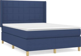 vidaXL Κρεβάτι Boxspring με Στρώμα Μπλε 140x190 εκ. Υφασμάτινο