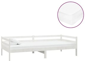 vidaXL Καναπές Κρεβάτι με Στρώμα 90 x 200 εκ. Λευκό Μασίφ Ξύλο Πεύκου