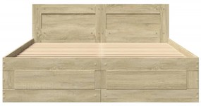 vidaXL Πλαίσιο Κρεβατιού με Κεφαλάρι Sonoma Δρυς 135x190εκ. Επεξ. Ξύλο