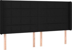 vidaXL Κρεβάτι Boxspring με Στρώμα &amp; LED Μαύρο 200x200 εκ. Υφασμάτινο