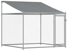 vidaXL Κλουβί Σκύλου με Οροφή και Πόρτες Γκρι 4x2x2 μ. Γαλβ. Χάλυβας