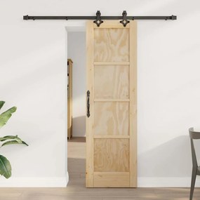 vidaXL Συρόμενη Πόρτα  με Σετ Εξαρτημάτων 61x198.5 εκ Μασίφ Ξύλο Πεύκου