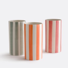 Κεραμικό βάζο με ρίγες, Υ25 εκ., Jaoma