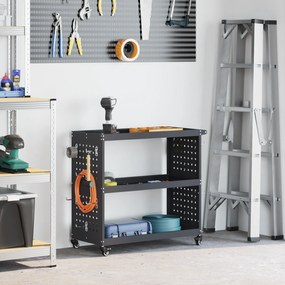 vidaXL Καρότσι εργαλείων με ράφι Ανθρακί 75 x 35 x 73 εκ. Κρύα χάλυβας