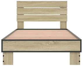 vidaXL Πλαίσιο Κρεβατιού Sonoma Δρυς 90 x 190 εκ. Επεξ. Ξύλο &amp; Μέταλλο