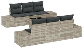 vidaXL Σετ Καναπέ Κήπου 7 pcs Ανοιχτό γκρι Πολυ ράταν