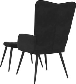 vidaXL Πολυθρόνα Relax Μαύρη Βελούδινη με Σκαμπό