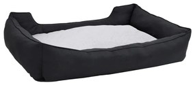 Κρεβάτι Σκύλου Μαύρο/Λευκό 85,5 x 70 x 23 εκ. Όψη Λινού Φλις - Μαύρο