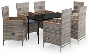 vidaXL Σετ Τραπεζαρίας Κήπου 7 Τεμαχίων Γκρι με Μαξιλάρια