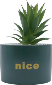 Τεχνητό Φυτό σε Κεραμικό Γλαστράκι "Nice" 11x17cm - Πράσινο