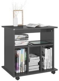 vidaXL Ντουλάπι Τροχήλατο Γυαλιστ. Γκρι 60x45x60 εκ. από Μοριοσανίδα