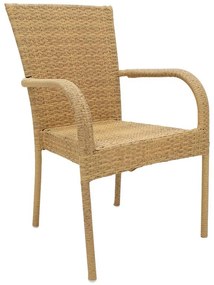 Πολυθρόνα Laura μέταλλο-pe rattan φυσικό 58x58x90 εκ.