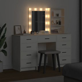 vidaXL Τραπέζι περιποίησης με συρτάρι 3 pcs Λευκό Επεξεργασμένο ξύλο
