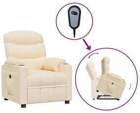 vidaXL Πολυθρόνα με Ανύψωση Κρεμ Υφασμάτινη