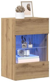vidaXL Κρεμαστά ντουλάπια με φώτα LED για τηλεόραση 2 Τεμ. τεχνίτης Δρυς 40x30x60,5εκ.