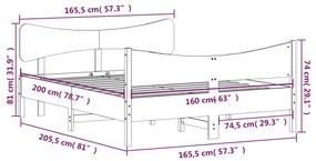 Σκελετός Κρεβ. Χωρίς Στρώμα Καφέ Κεριού 160x200 εκ Μασίφ Πεύκο - Καφέ