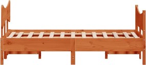 vidaXL Σκελετός Κρεβ. Χωρίς Στρώμα Καφέ Κεριού 135x190 εκ Μασίφ Πεύκο