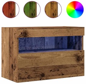 vidaXL Τηλεοπτική Βαθμίδα με LED Φώτα Παλιό Ξύλο 60x30x40 εκ
