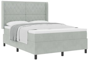vidaXL Κρεβάτι με Στρώμα Light Grey 140x190 cm Βελούδο