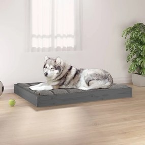 vidaXL Κρεβάτι Σκύλου Γκρι 101,5 x 74 x 9 εκ. από Μασίφ Ξύλο Πεύκου
