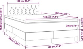 vidaXL Κρεβάτι Boxspring με Στρώμα Μπλε 120x200 εκ. Υφασμάτινο
