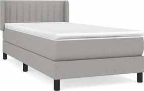 vidaXL Κρεβάτι Boxspring με Στρώμα Ανοιχτό Γκρι 90x200 εκ. Υφασμάτινο