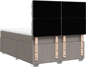 vidaXL Κρεβάτι Boxspring με Στρώμα Taupe 140x190 εκ. Υφασμάτινο