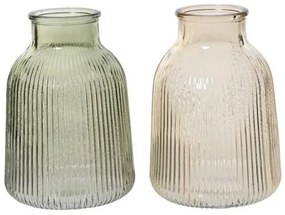 Beauty Home Γυάλινο Βάζο Ριγέ 10 x  12 cm  ΔΙΑΦΑΝΟ