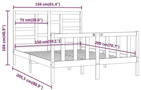 ΠΛΑΙΣΙΟ ΚΡΕΒΑΤΙΟΥ 150 X 200 ΕΚ. ΑΠΟ ΜΑΣΙΦ ΞΥΛΟ 5FT KING SIZE 3107618