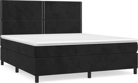 vidaXL Κρεβάτι Boxspring με Στρώμα Μαύρο 160x200 εκ. Βελούδινο