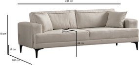 Τριθέσιος Καναπές Εκρού ASTANA 234x100x78