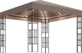 vidaXL Κιόσκι με Φωτάκια LED Taupe 3 x 3 μ.