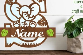 Intra απο ξύλο plywood  Χρώμα wenge 3mm-4mm πάχος - Μονόγραμμα με κεφαλαίο ελέφαντα Γράμμα S Δίασταση 30x20 cm INTRAFABR-75542600