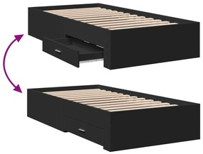 vidaXL Πλαίσιο Κρεβατιού με Συρτάρια Μαύρο 100x200 εκ Επεξεργ. Ξύλο