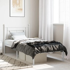 Πλαίσιο Κρεβατιού με Κεφαλάρι Λευκό 100 x 200 εκ. Μεταλλικό